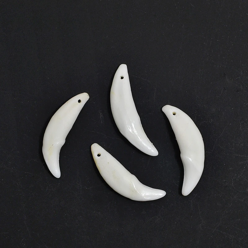 YZ001 Ecru White Brown Tooth Natural Bone Beads Pendants For Diy beads Making Fashion Jewelry Accessories 20~35mm, Hole: 1.5