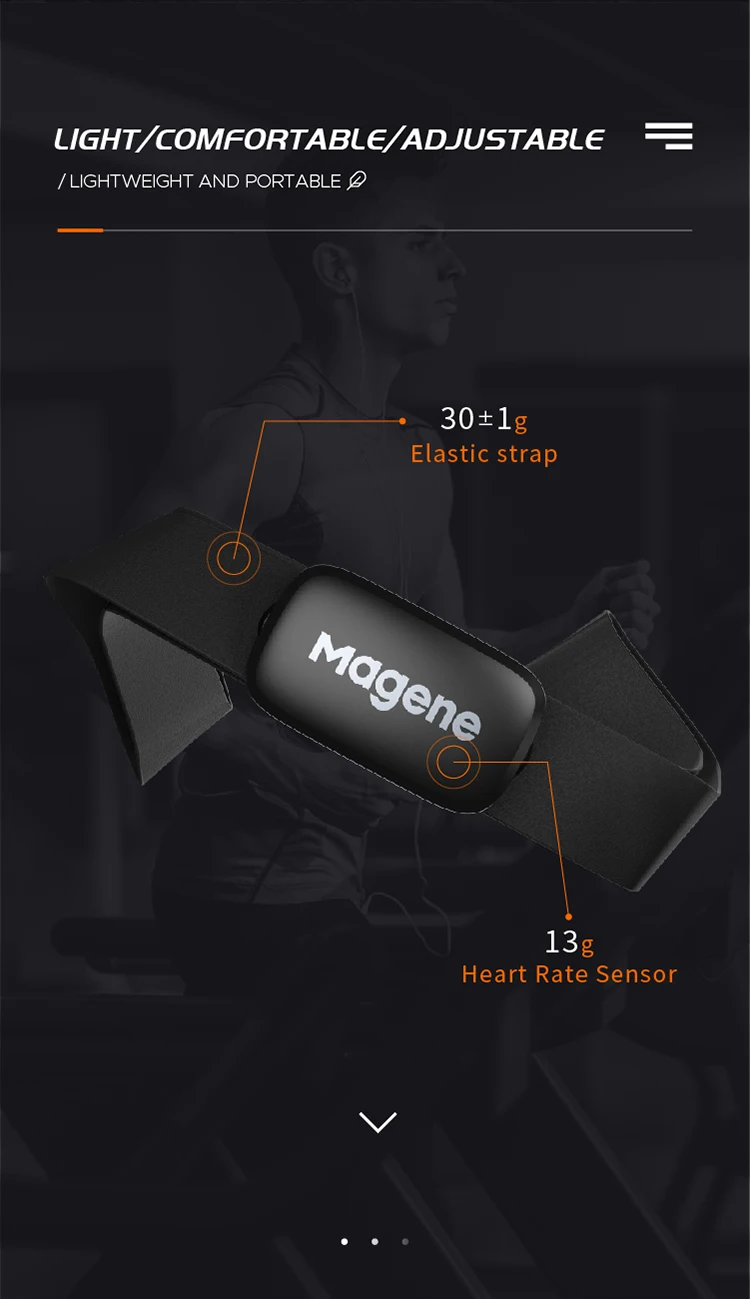 Magene H64 Herzfrequenzmesser Mover Bluetooth ANT Sensor mit Brustgurt Computer Fahrrad Wahoo Garmin BT Sports – Detail 7