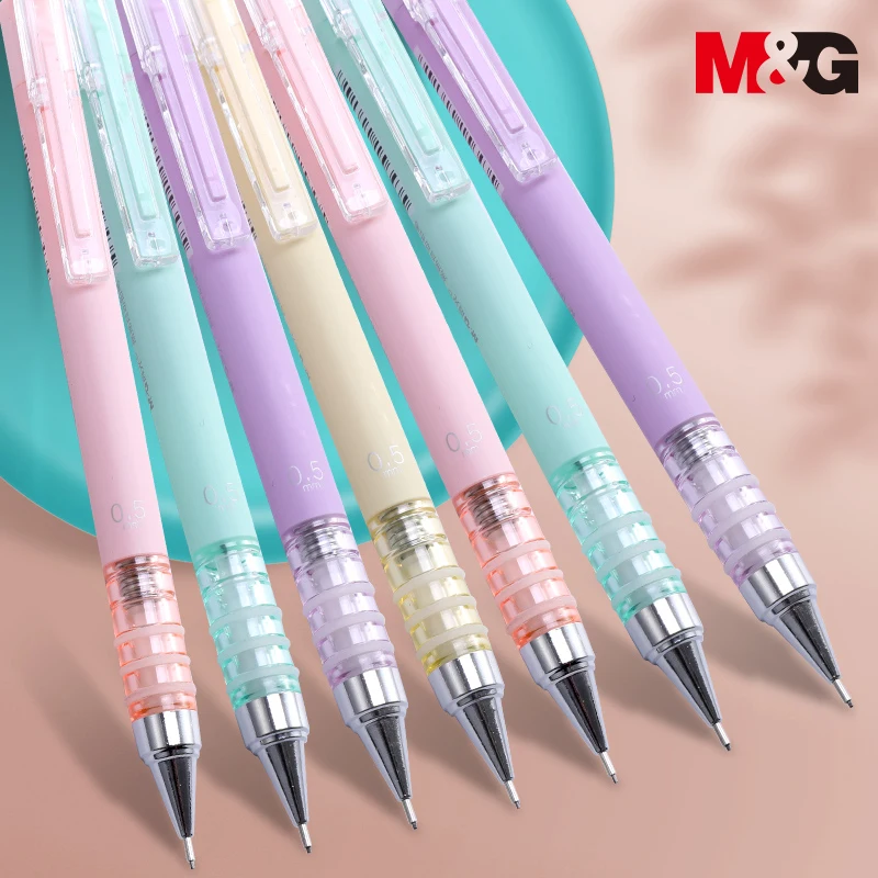 M&G 1pc 0.5/0.7mm Mechanical Pencil with Eraser Shake Out Lead Morandi Automatic Pencil Creative Modeling Student Stationery