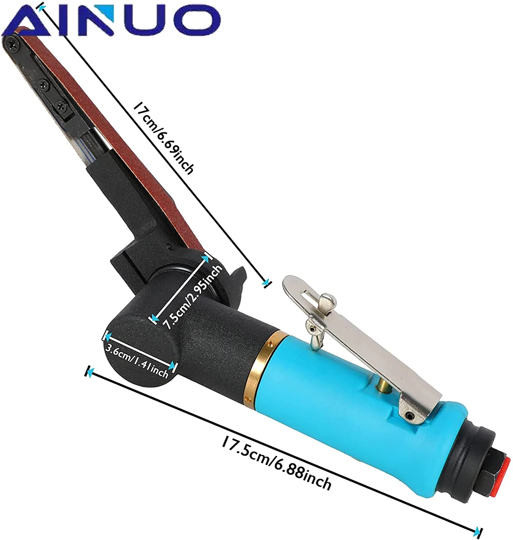 Imagem -02 - Cinto Lixadeira Máquina de Moedura do Ângulo de ar com Correias de Lixamento para Compressor de ar Lixando Conjunto de Ferramentas Pneumáticas 10*330 mm ar