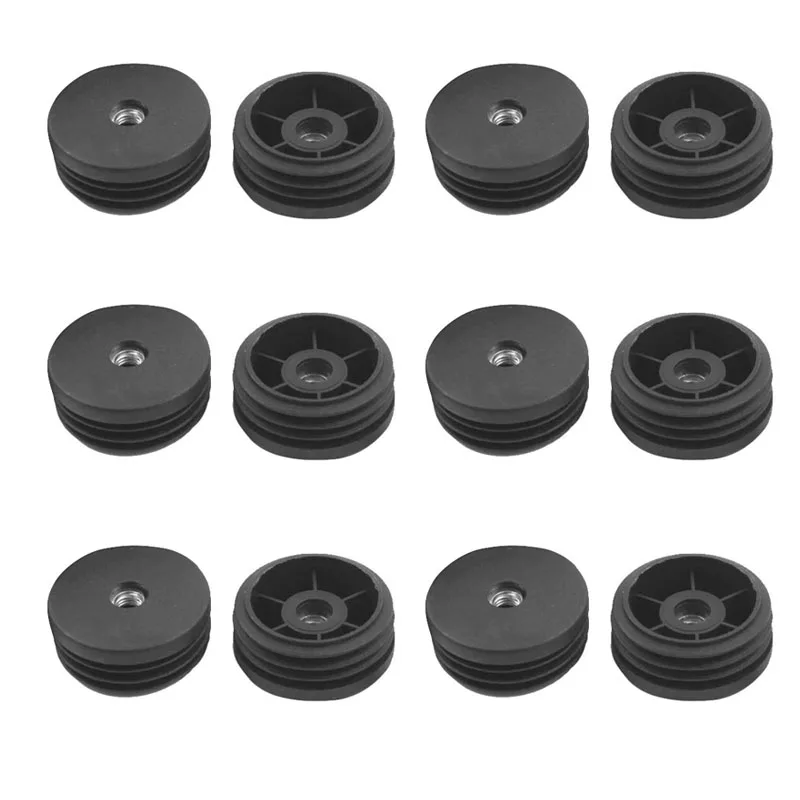 Leveling Feet  OD Plastic Round Tube Inserts Kit Furniture Glide Adjustable Leveler 8mm for Desk Sofa Leg  - Pack of 12pcs