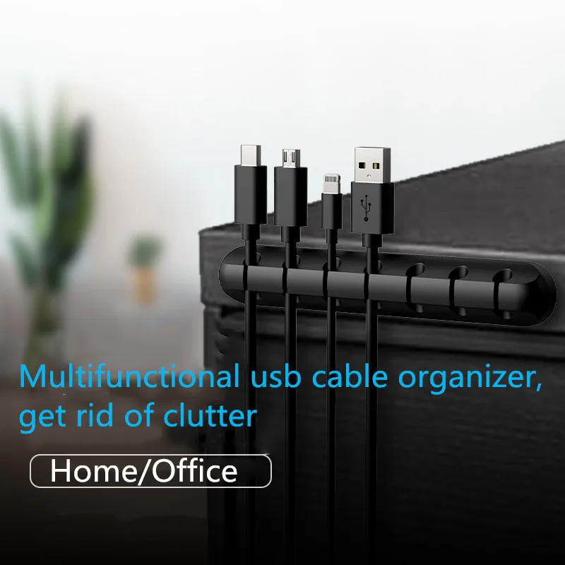 Cable Organizer Silicone USB Cable type c Winder Desktop Tidy Management Clips Cable Holder for Mouse Headphone Wire