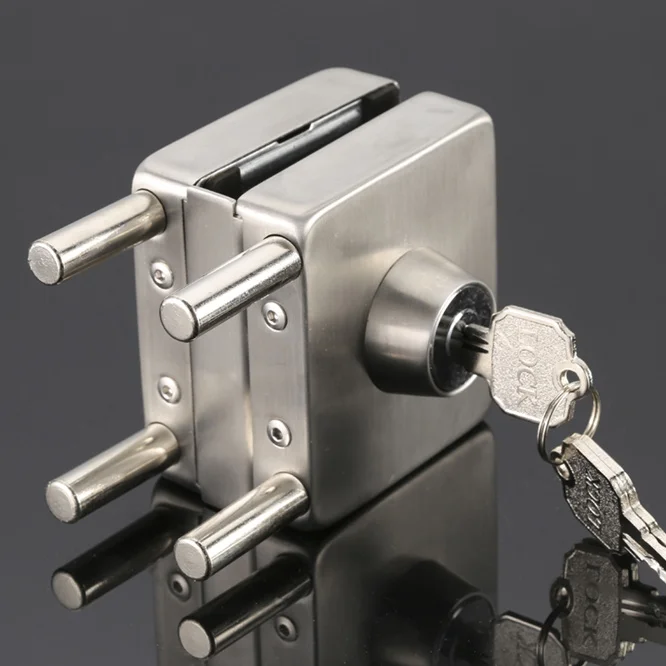 vidro door lock double sides open no drilling gate lock nao apertured security lock 1012 mm aco inoxidavel 01