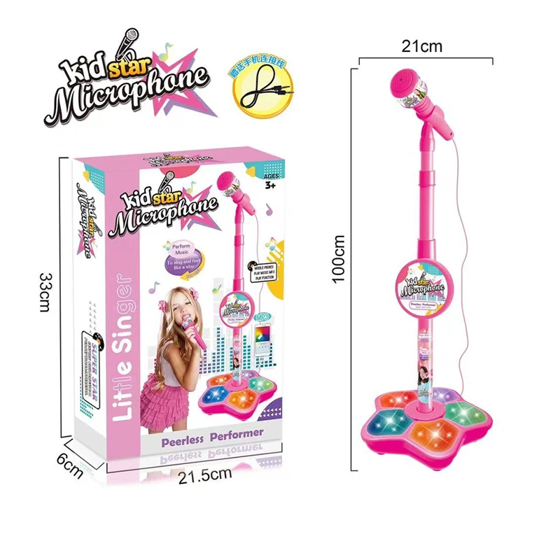 New Children Karaoke Song Machine Microphone Stand & Lights Toy Brain-Training Toy For Children Educational Toys Birthday Gift