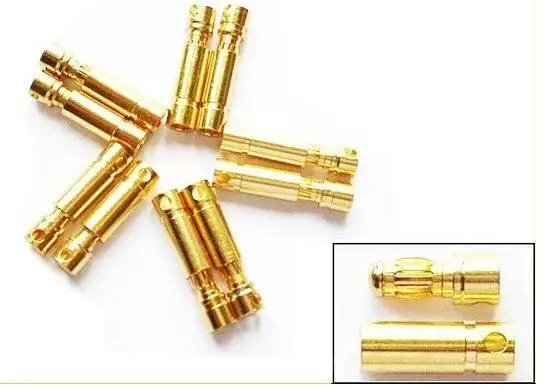 20pcs/lot 2.0mm 3.0mm 3.5mm 4.0mm 5.0mm 5.5mm 6.0mm 8.0mm Gold Bullet Banana Connector Plug For ESC Battery Motor ESC (10 pair)