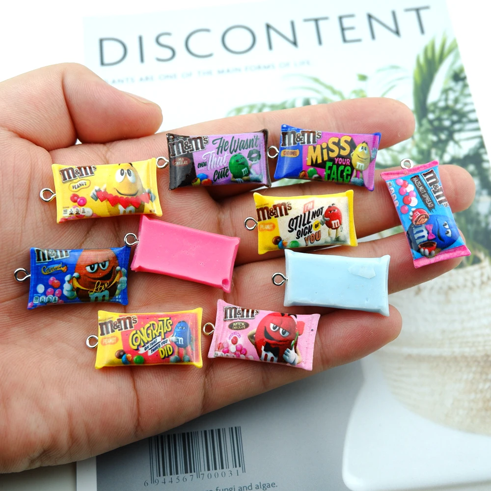 10pcs/Pack M Candy Resin  Charms for Earring Bracelet Pendant Jewelry Findings Phone Making