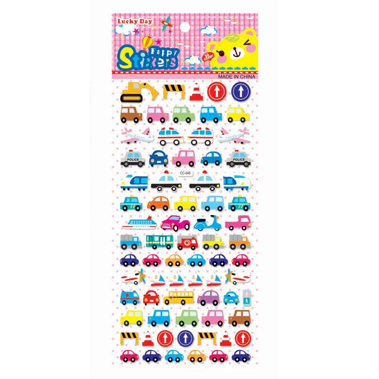 6 fogli/set adesivi per farfalle per auto animali da cartone animato per bambini per ragazzo ragazza 3D Kawaii Bubble Sticker Toy Laptop decorazione fai da te