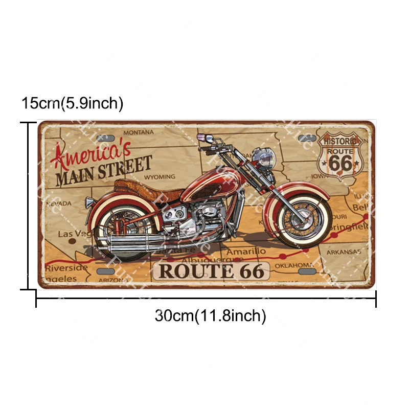 Motorcycle Vintage Metal Poster, Retro Motor Tin Signs, Plaque Board, Pub, Bar, Cafe, Garage Decor, 15x30cm