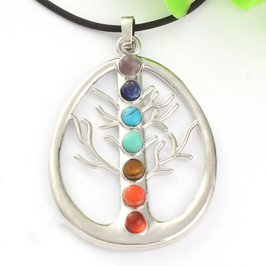 100-Unique Wholesale 10 Pcs Charm Silver Plated Chakra Tree of Life Healing Pendant Fashion Jewelry For Gift