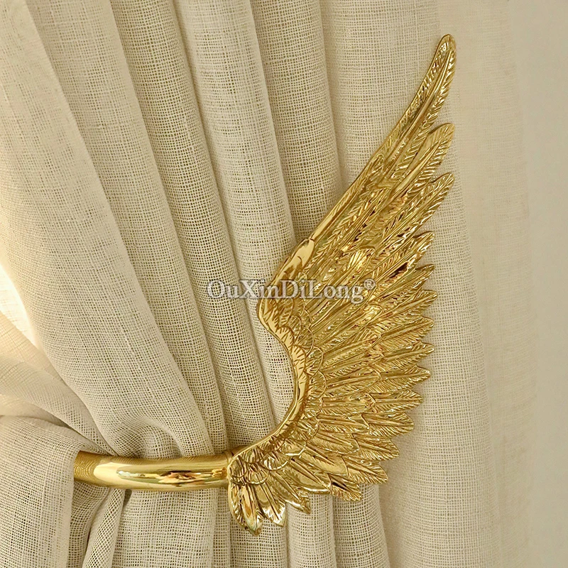 1Pair European Style Artistic Drapery Holdback Wing Brass Curtain Hooks Vintage Metal Wall Hook Curtains Accessoires GF290