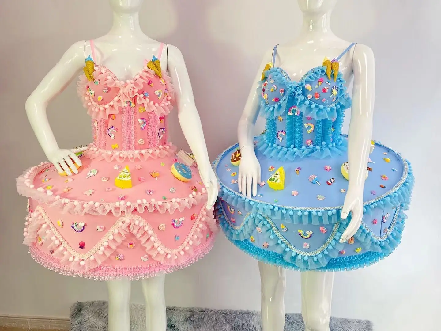 달콤한 케이크 드레스 활 머리 장식 러블리 파라다이스 파라다이스 퍼레이드 공연 바 나이트 클럽 어린이 날 의상