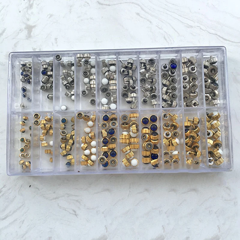 New 360 Pieces Quartz&Mechanical Watch Repair Parts Copper Mixed Watch Head Crown Wholesale Assortment Automatic Watch Crown