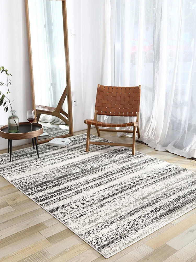 Gray White Simple Linen Carpet Vintage Bedside Bedroom Carpet Nordic Morocco Style Carpet Living Room Exported Turkey Rug Floor