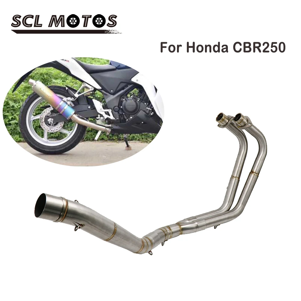 

SCL MOTOS 1Set Motorcycle Stainless Steel Exhaust Mid Tube Link Pipe Connect Pipe Full System For Honda CBR250/CBR250R 2018-2019