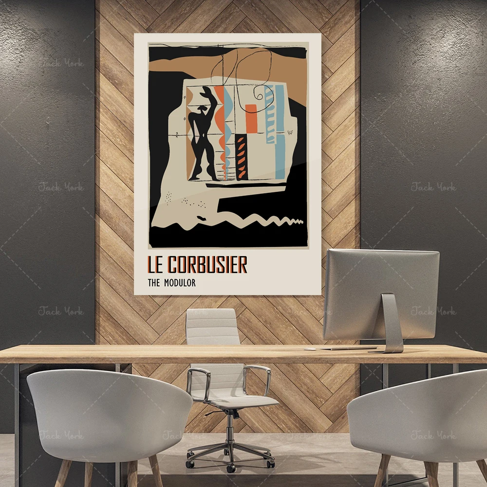 Le Corbusier Print Modulor, Bauhaus Poster, Art Exhibition Poster, Gift for Architect, Parchment.