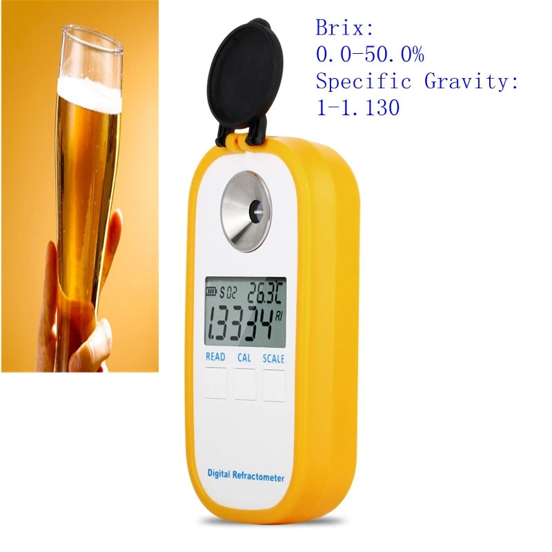 Digital Beer Wort Refractometer Brix 0-50% Specific Gravity 1.000-1.130 Electronic Hydrometer LCD Brewing SG Wine Alcohol Meter