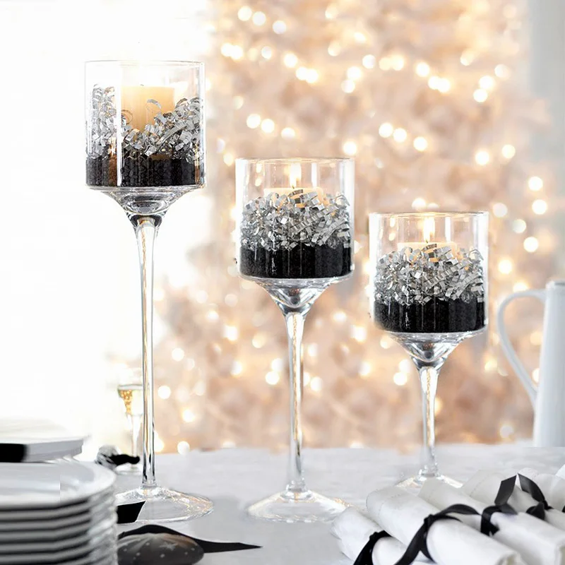 3PCS Set Crystal Candle Holder Glass Candles Candleholder Wedding Ideas Romantic Home Bar Party Decoration Ornaments Candlestick