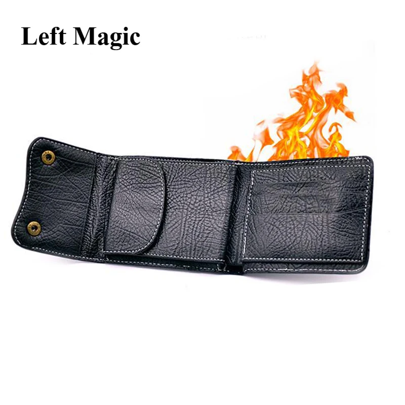 Magic Fire Wallet + Card to Wallet - 2 in1 Trick for Pro Magic Tricks Close Up Illusions Accessories Mentalism Gimmick Magia