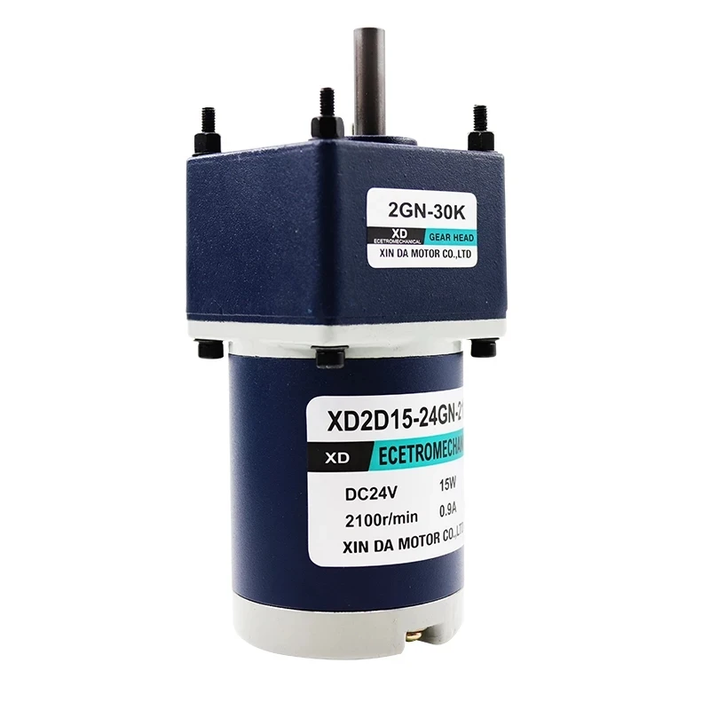 Peredam gir DC 15W motor 12V 24V, motor CCW CW kecepatan torsi tinggi dapat disesuaikan