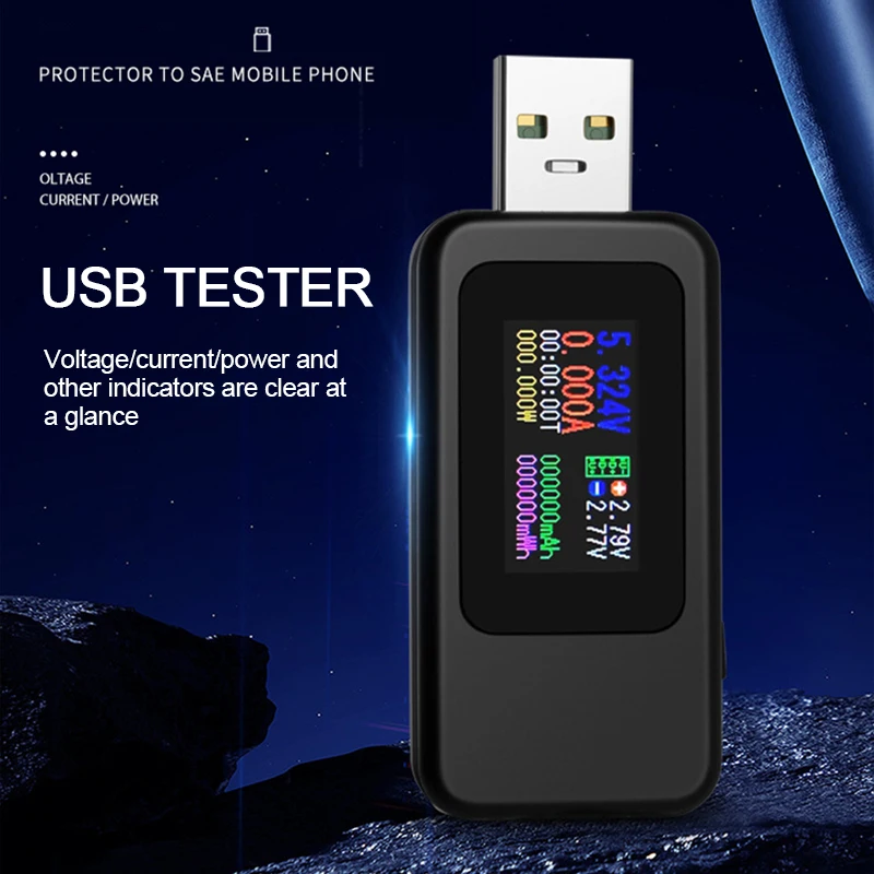 KWS-MX18L Color Screen USB Tester 4-30V 0-6.5A Digital Voltmeter Current Voltage Charger Capacity Detector Indicator