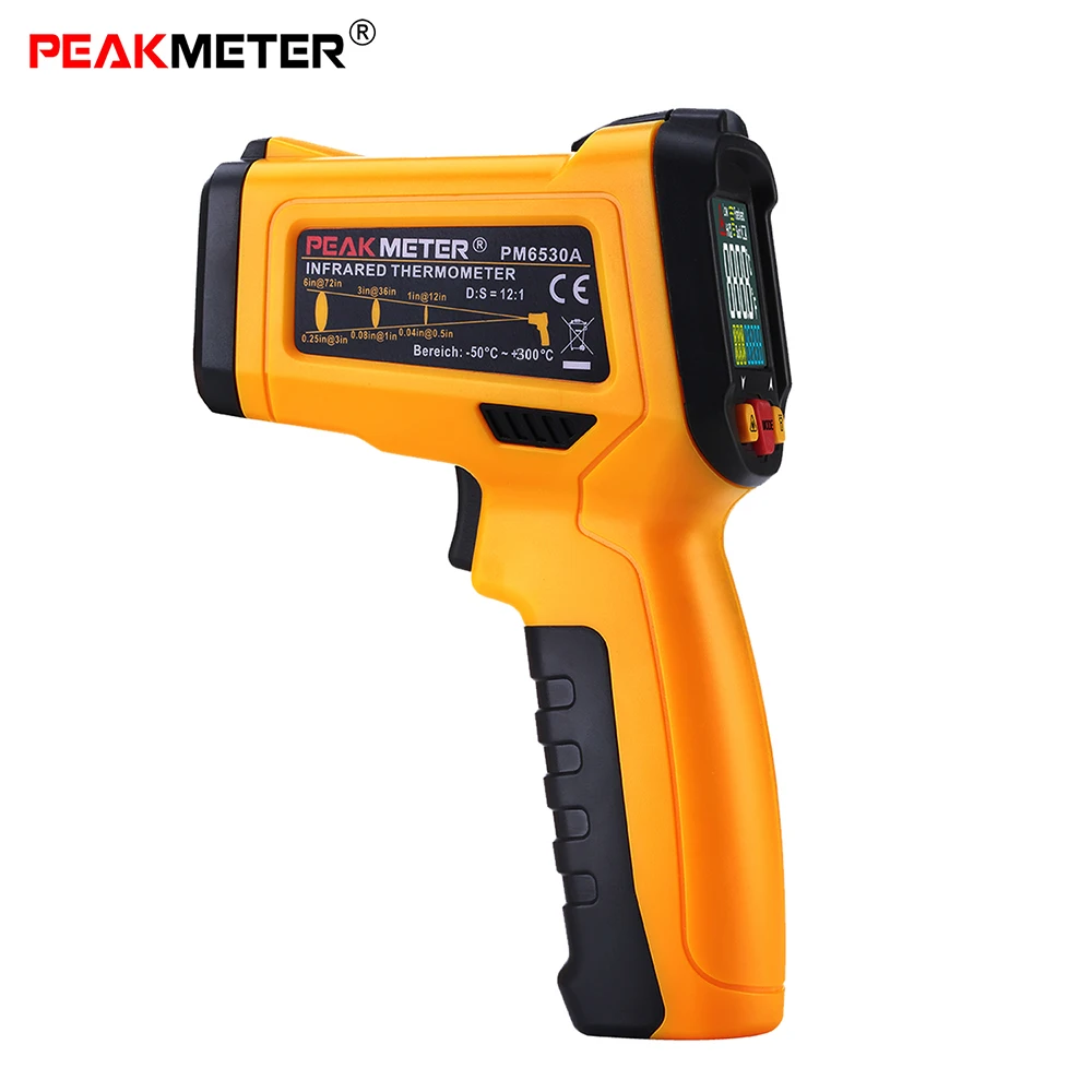 

PEAKMETER PM6530B PM6530D промышленный инфракрасный термометр-32 ~ 380 ℃ 12: 1non-контактный ИК-тестер температуры пирометр ручной