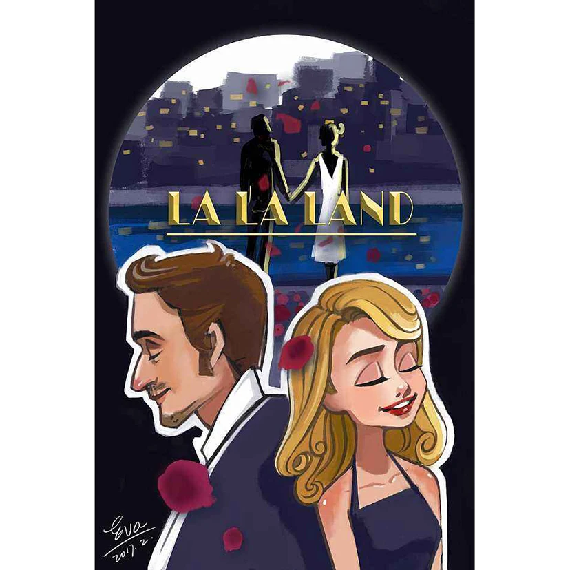 Movie poster La la land Diamond painting full square round 5D DIY diamond embroidery mosaic home decor Lover's gift WG2027