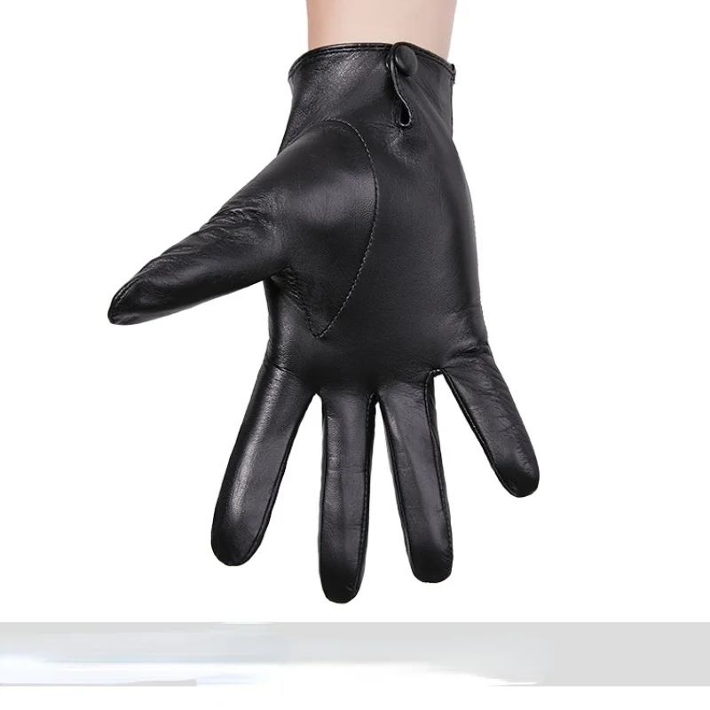 Gants d'hiver en cuir de chèvre véritable pour hommes, pour la conduite, chauds, en velours, pour écran tactile, nouvelle collection