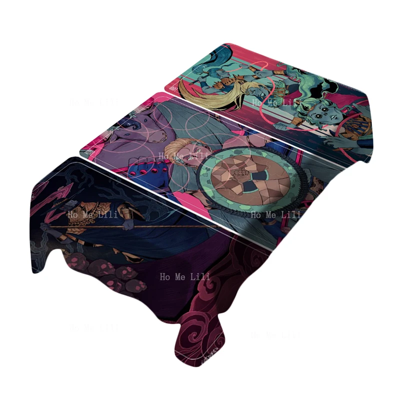 Wheel Of Fortune Tarot Card The Hermit Justice Fool Magician And High Priestess Rectangle Tablecloth By Ho Me Lili