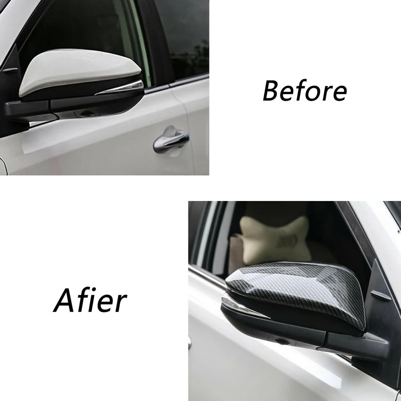 Carbon Fiber Side Rear View Mirror Cover Cap Decor Trim for Toyota Hilux Revo Vigo Fortuner Highlander RAV4 Innova