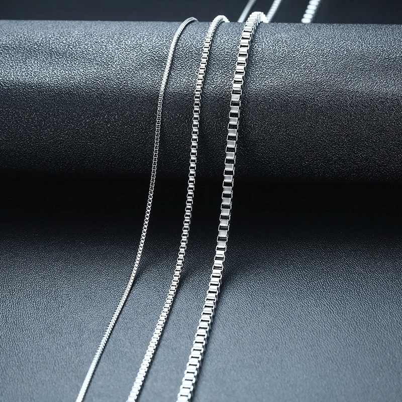 1 TO 3MM THICK STAINLESS STEEL BOX CHAIN NECKLACE FOR MEN JEWELRY LINK CHOKER WITHI 18 TO 24 INCH