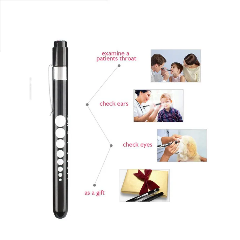 Portable Mini Penlight Medical LED Pen Flashlight Different Color Nurse Pen Light White/Yellow Light With Metal Clip For Detect