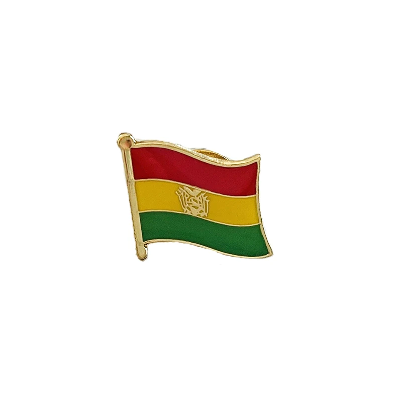 Bolivia  National Flag Crystal Epoxy Metal Enamel Badge Brooch  Collection Souvenir Gifts  Lapel Pins Accessories  Size1.6*1.9cm
