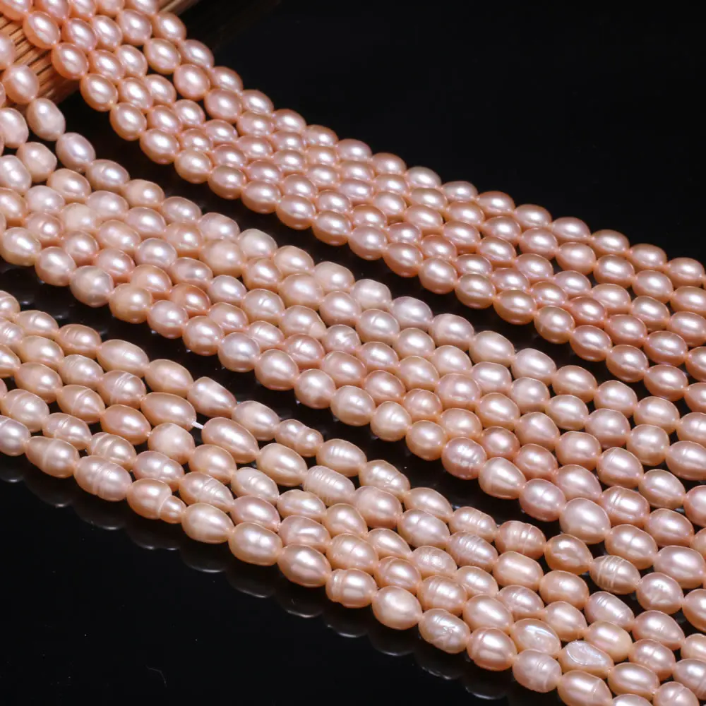 Natural Freshwater Pearl Beads Pink High Quality Rice Shape Punch Loose Beads for DIY Elegant Necklace Bracelet Jewelry Making