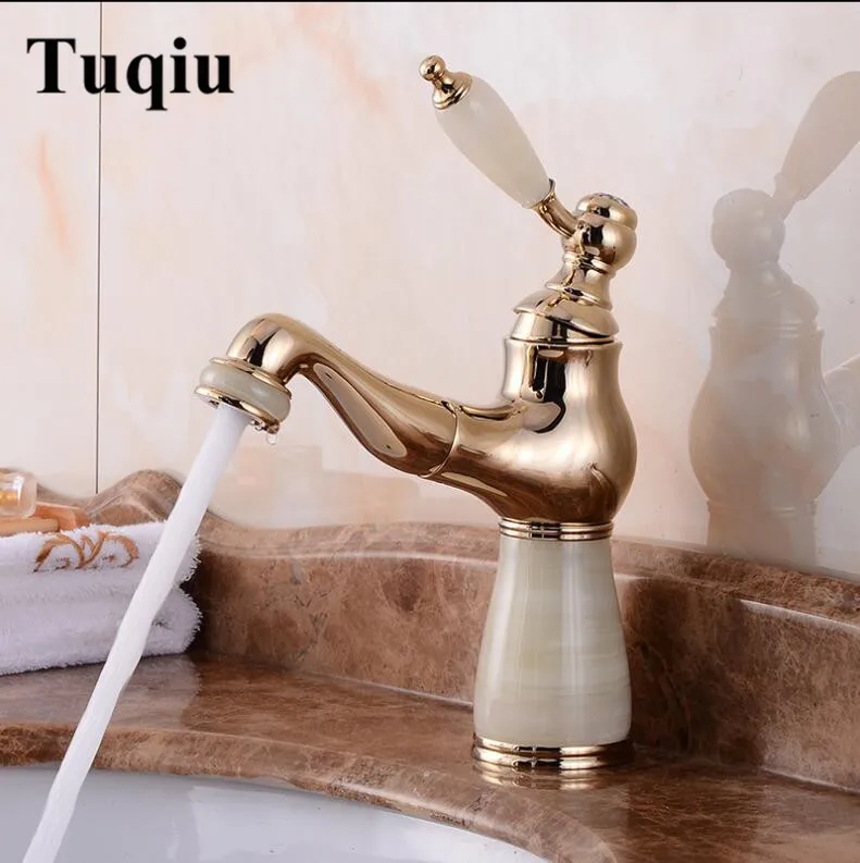 

Vidric fashion jade and brass construction gold finished Basin Crane bathroom basin faucet,sink tap mixer with pull out shower h