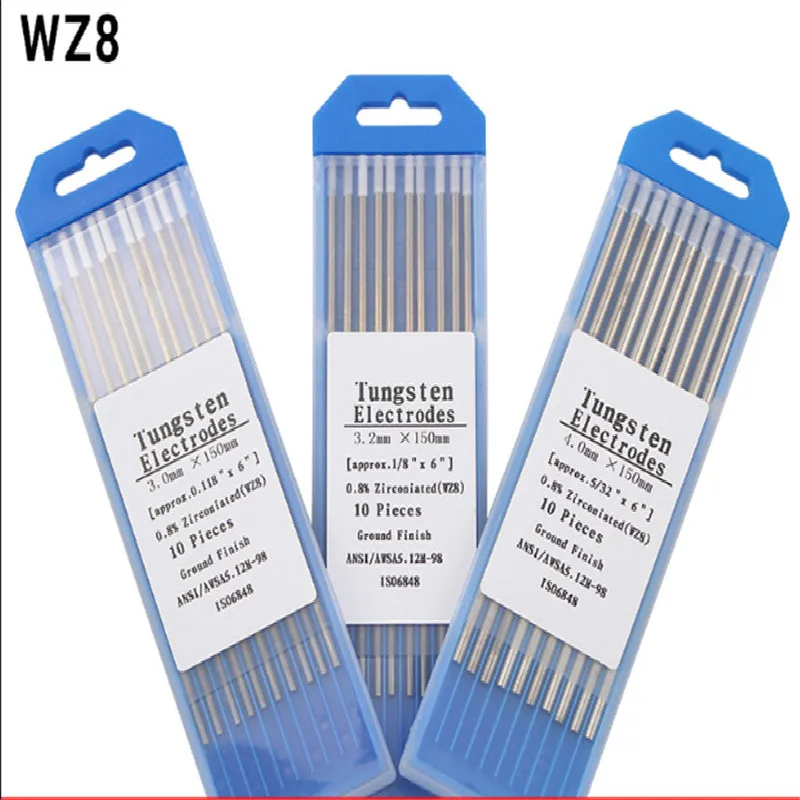 

Big Sale 10 pcs White WZ8 1.0X150mm 0.04"X6" 1.6X150mm 1/16"X6" Zirconiated Tungsten Electrode Head Tungsten Needle Free shippin