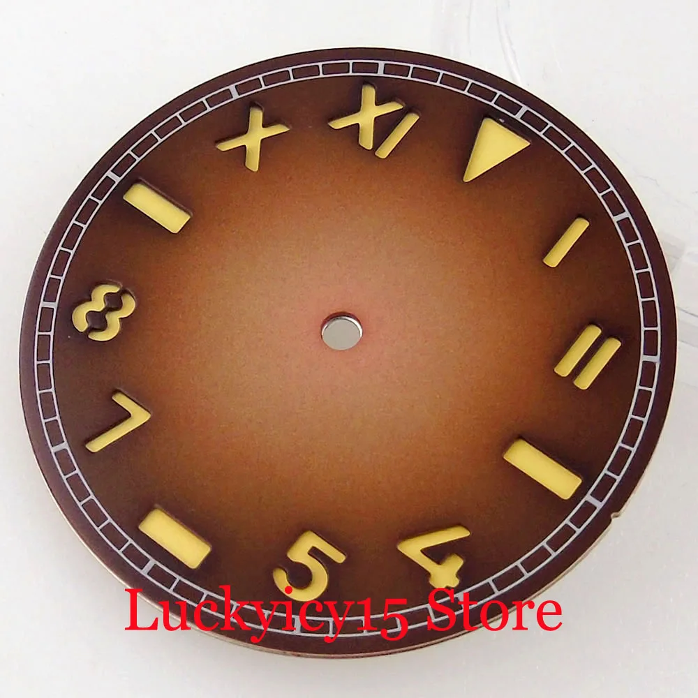 Watch Modify Parts 35mm California Black/Coffee Watch Dial Face Roman Number Vintage Style Fit NH35A NH36A ETA 2836 2824