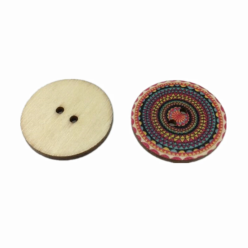 30pcs Retro series Wood Buttons for Handwork Sewing Scrapbook Clothing Crafts Accessories Gift Card Decor 25mm 5BB5828