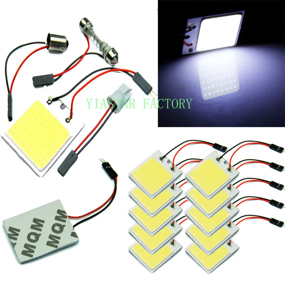 

100pcs T10 Festoon W5w Cob 24SMD 36SMD 48SMD Car Led Vehicle Panel Lamp Auto Interior Reading Lamp Bulb Light Dome DC 12v White