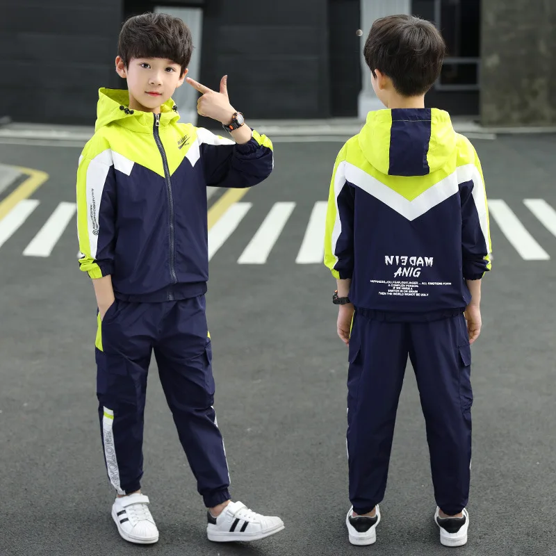 2023 New Spring Summer Children's Clothes Suit Boys Coat + Pants 2pcs/Set Teenage Top Sport Costume For Kids Streetwear