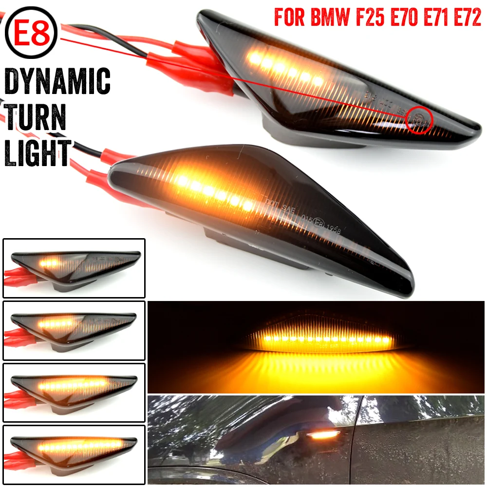 

2pcs Flowing Turn Signal Light Dynamic LED Side Marker Side Indicator For BMW X5 E70 X6 E71 E72 X3 F25