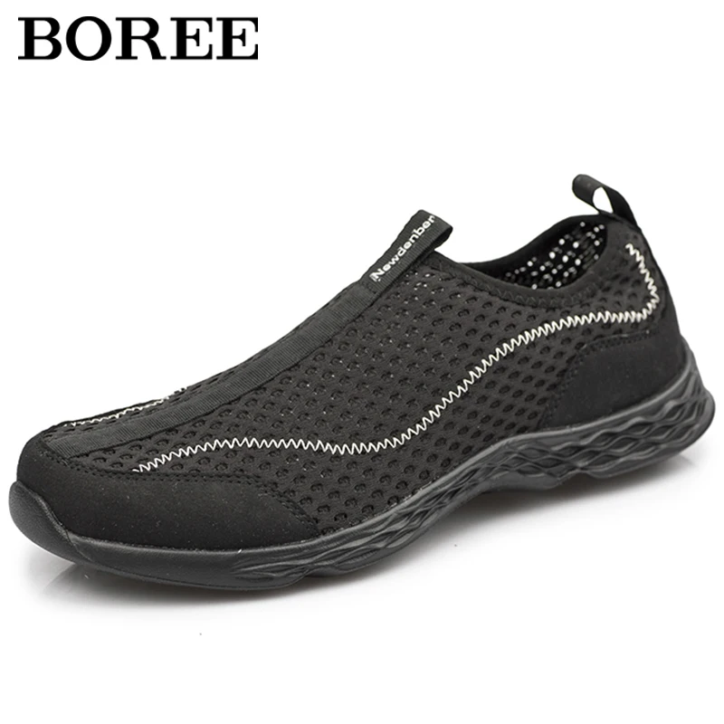 BOREE Men's Casual Shoes Summer Light Quick Dry Mesh Shoes Outdoor Beach Shoes Slip-on Loafers Breathable Footwear Large Size 50