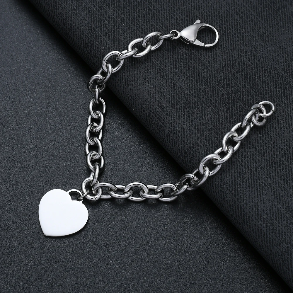 2020 New Arrival 316L Stainless Steel Heart Pendant Charm Bracelet & Bangles Fashion Jewelry Best Gift for Women Drop Shipping