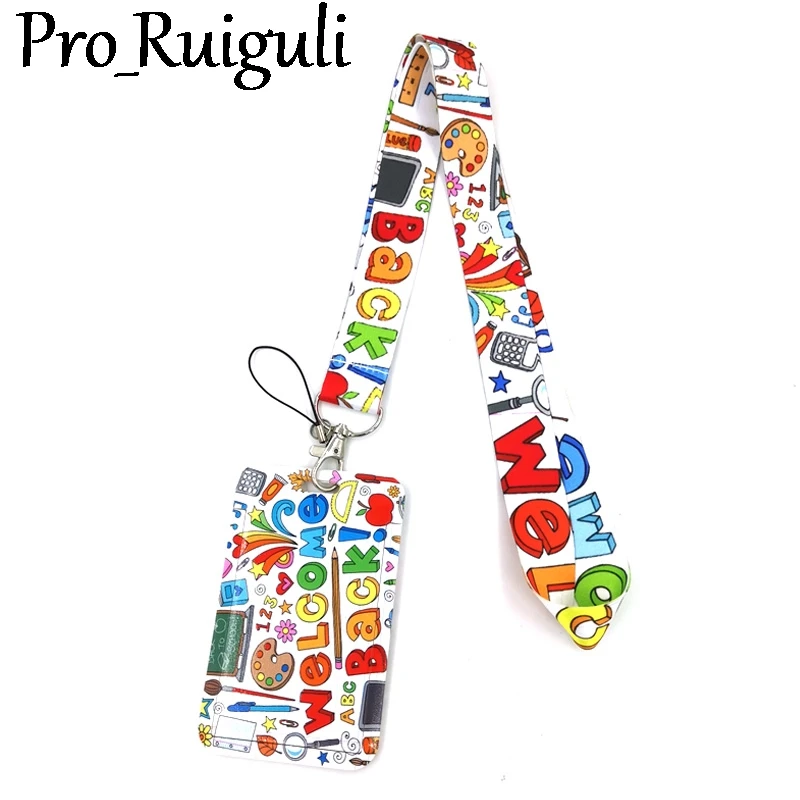 

School Supplies Anime Lanyard Badge Holder ID Card Lanyards Mobile Phone Rope Key Lanyard Neck Straps Keychain Key Ring