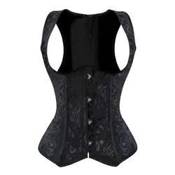 Women Gothic Sexy Jacquard Underbust Corset Vest Slimming Waist Training Brocade Straps Corsets Bustiers Top Plus Size S-6XL