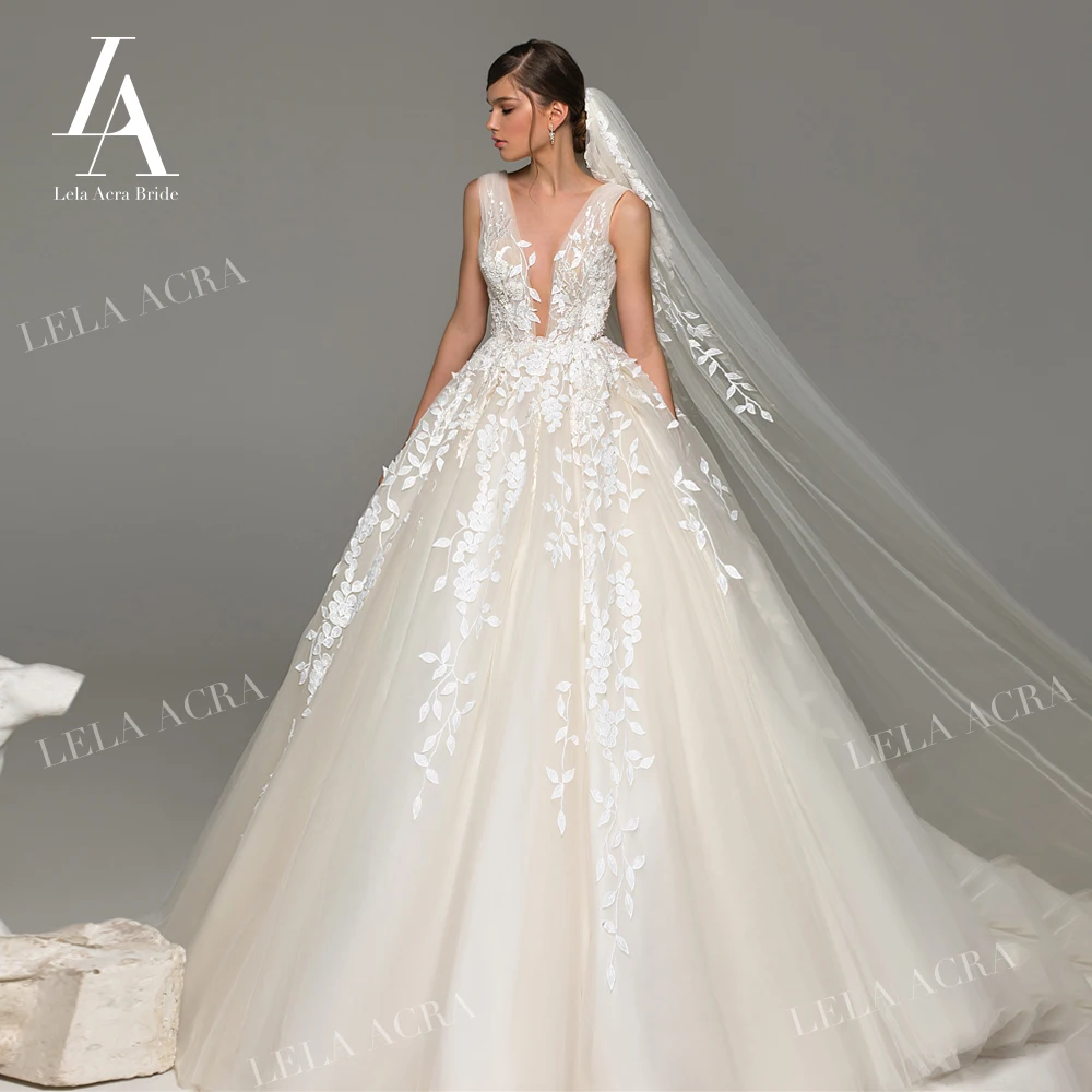 Fairy Appliques A-Line Wedding Dress Fashion Sleeveless Backless Bridal Gown 2025 Lace Princess Lela Acra EL23 Vestido De Novia