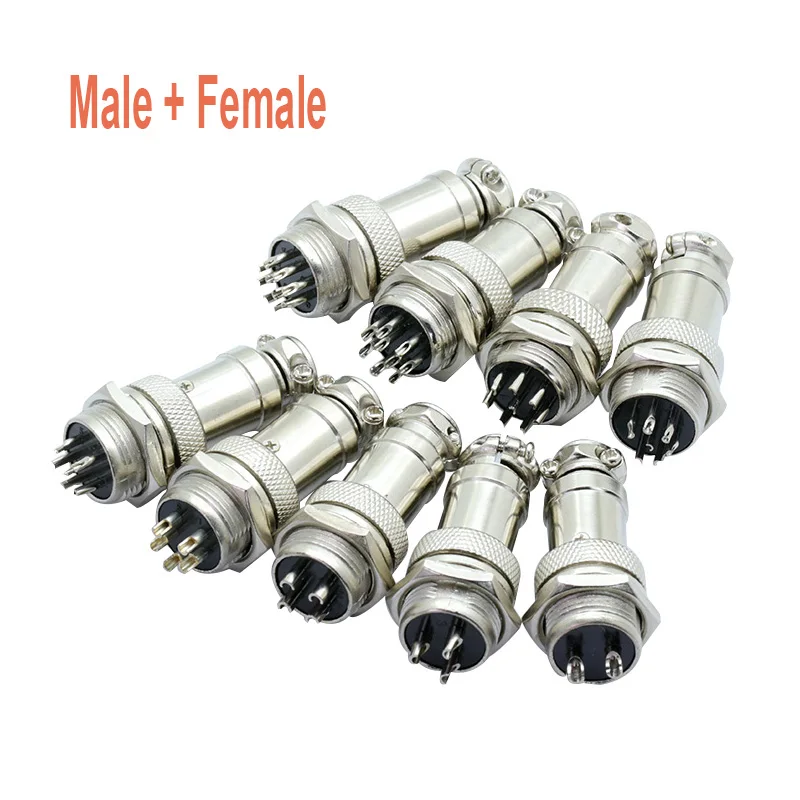 100pcs/lot GX16 Aviation Plug Jack Male & Female 2/3/4/5/6/7/8/9/10Pins 16mm L70-78 Circular Socket Panel XLR Wire Connector