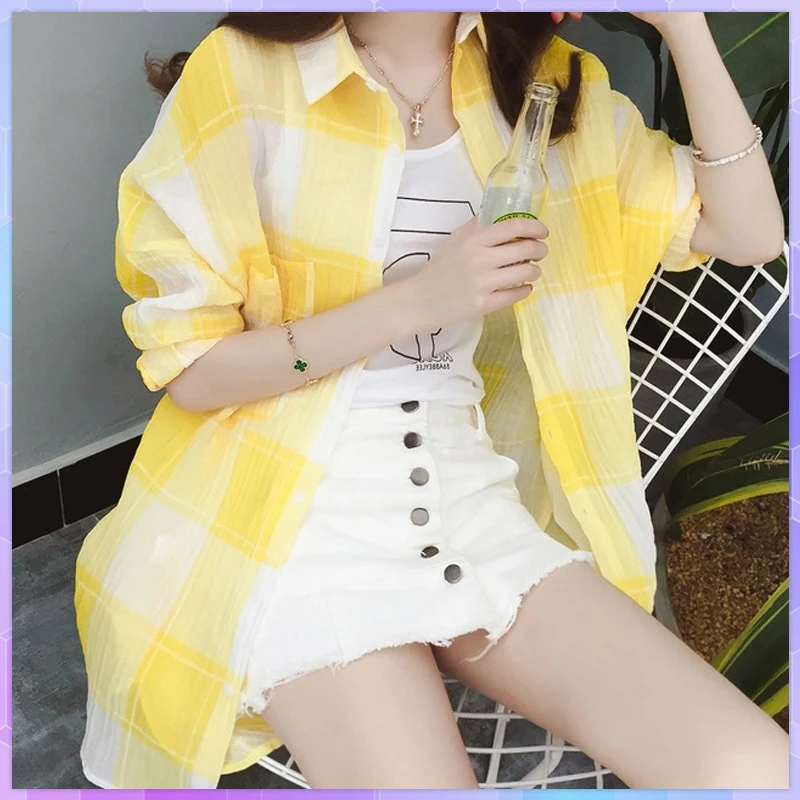 Plaid Women Tee Shirts Long Sleeve Turn-down Collar Cotton Linen T-shirt Ladies Elegant Loose Thin Oversized Tops Plus Size