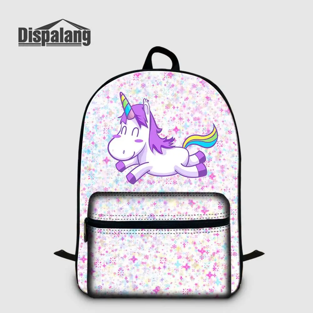 Dispalang Children Canvas School Bag Unicorn Universe Printing Laptop Backpack Women Customizable Travel Bagpack Student Bookbag