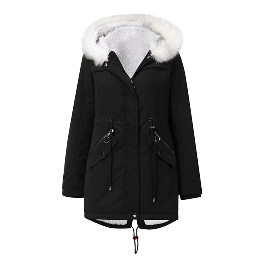 Winter Clothes Ladies Jackets Thicken Warm Fashion Plus Size Parkas Hoodies With Fur Collar  Cotton Coat Female