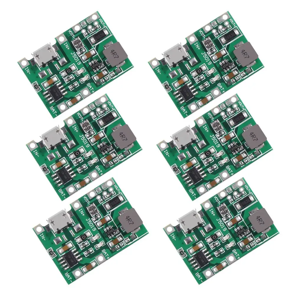 6 pcs/lot2A USB 2A USB 18650 Lithium Li-ion Battery Charger Module Boost 3.7V to 5V 9V 12V Adjustable DC-DC Step Up Boost Module